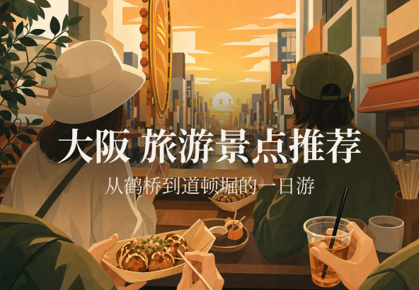 大阪 旅游景点推荐：从鹤桥到道顿堀的一日游