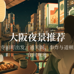 大阪夜景推荐：从寺田町出发，通天阁、串炸与道顿堀夜间观光