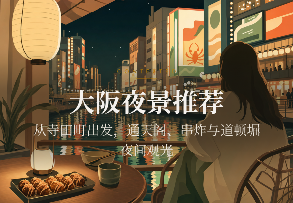 大阪夜景推荐：从寺田町出发，通天阁、串炸与道顿堀夜间观光