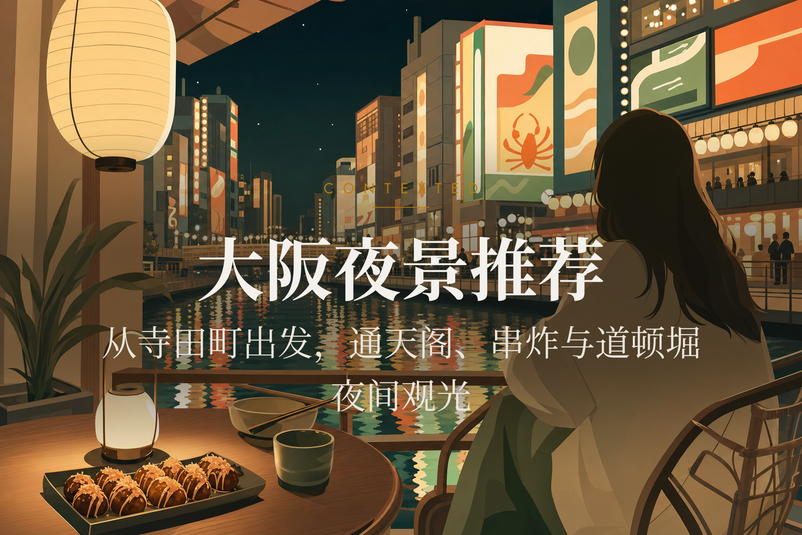 大阪夜景推荐：从寺田町出发，通天阁、串炸与道顿堀夜间观光