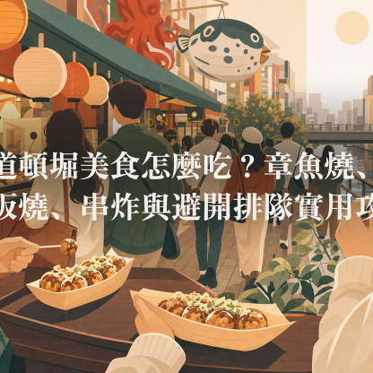 道頓堀美食怎麼吃？章魚燒、大阪燒、串炸與避開排隊實用攻略 アイキャッチ
