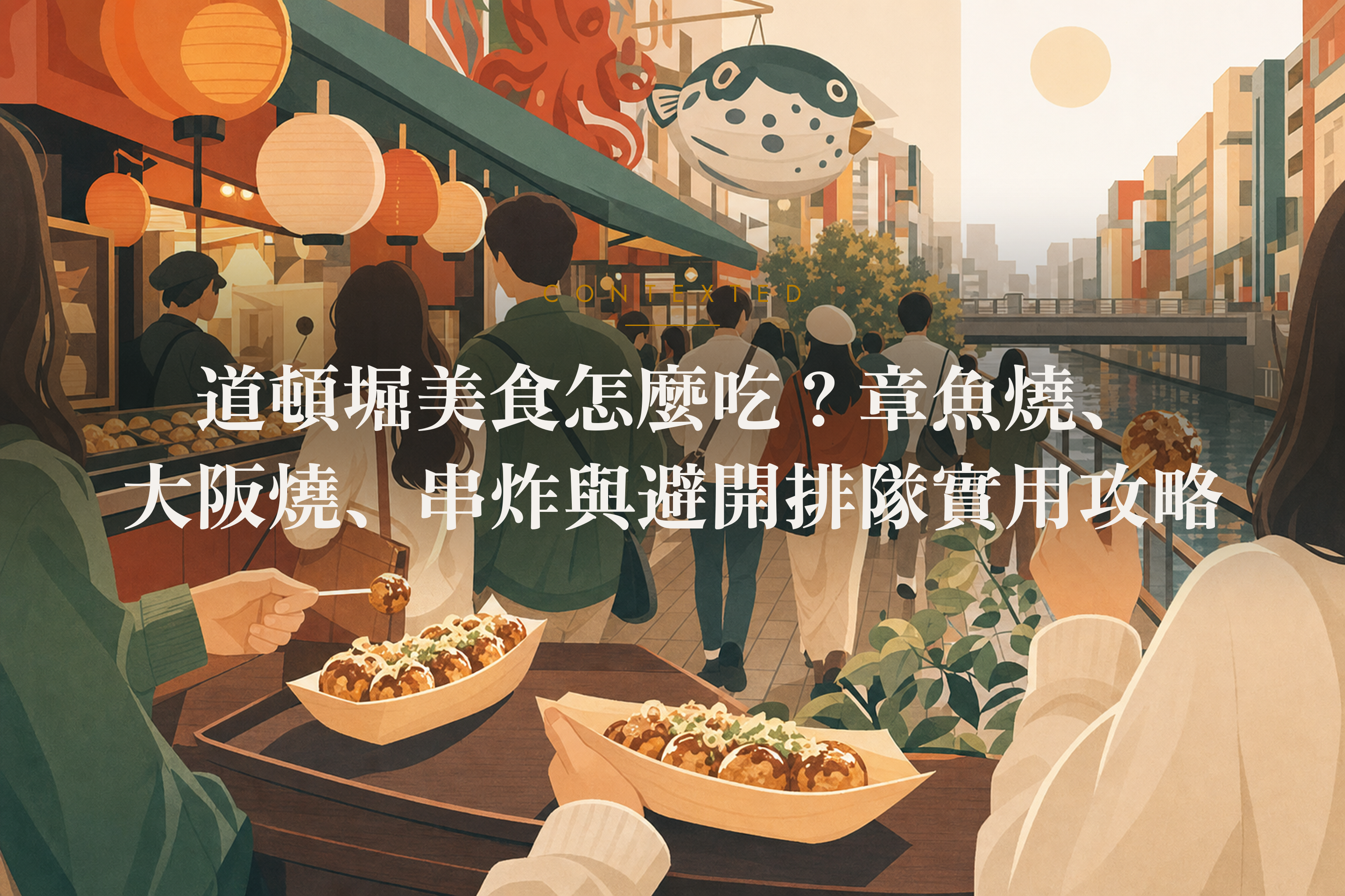 道頓堀美食怎麼吃？章魚燒、大阪燒、串炸與避開排隊實用攻略 アイキャッチ