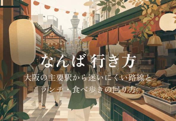 なんば 行き方｜大阪の主要駅から迷いにくい路線とランチ・食べ歩きの回り方 アイキャッチ