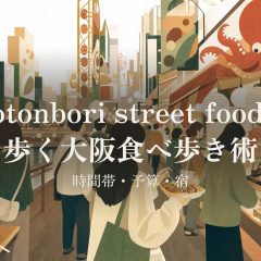 Dotonbori street foodを歩く大阪食べ歩き術｜時間帯・予算・宿 アイキャッチ