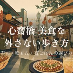 心齋橋 美食を外さない歩き方｜寿司・粉もん・夜ごはんの選び方 アイキャッチ